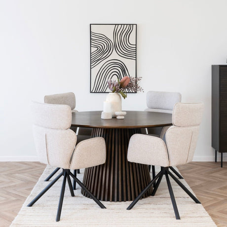 Osaka spisebord smoked oak veneer rund 140 cm - Lindas Dekor
