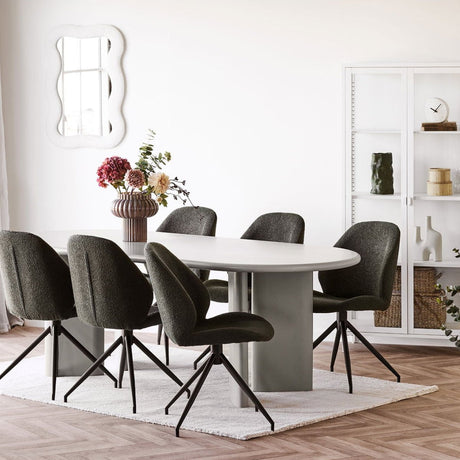 Nagano ovalt spisebord i sandfarget MDF 220 cm i lys spisestue