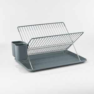 kjøkkenstativ i stål med dryppbrett og plass til tallerkener