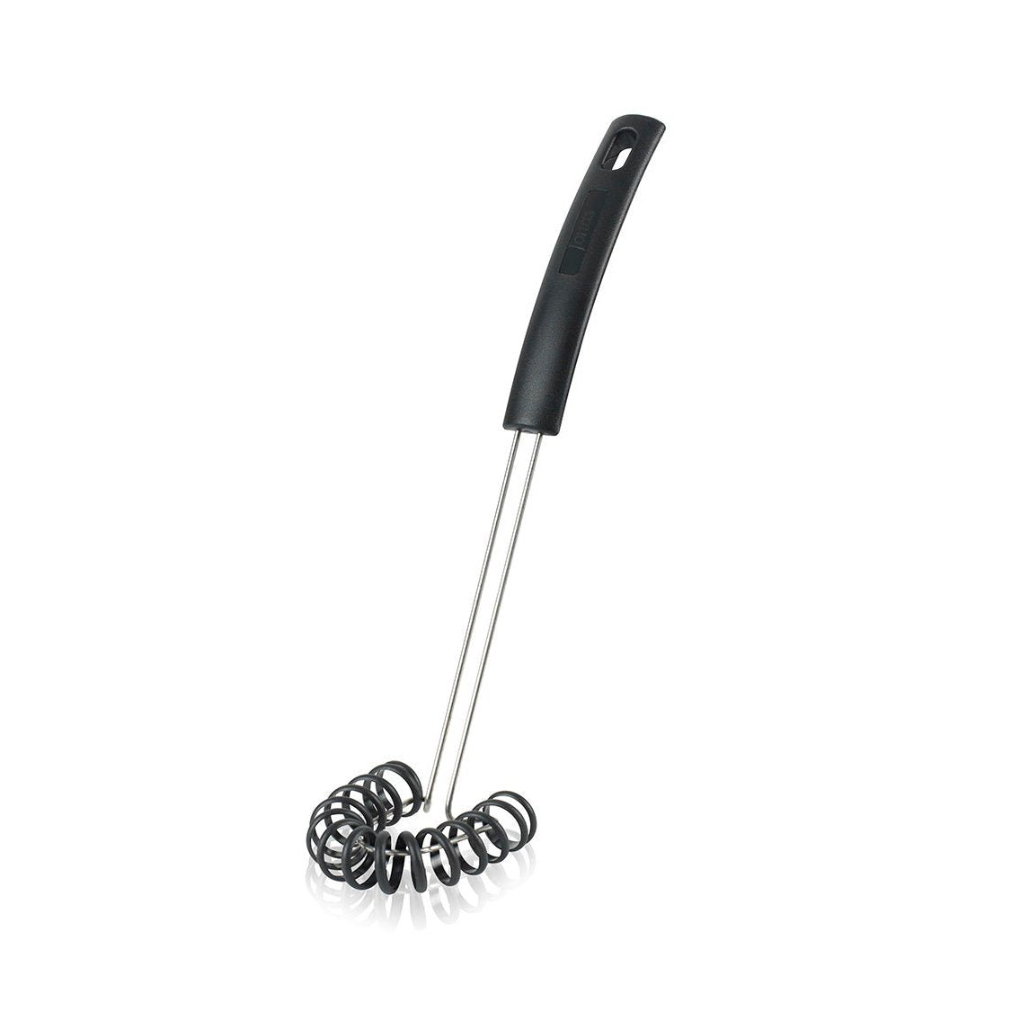 Spiralvisp funktion med svart spiralhuvud, metallskaft och handtag med hänghål