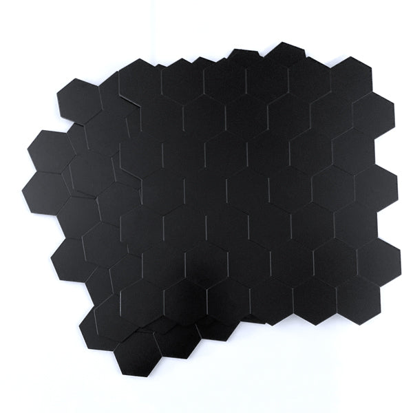 Vareprøve: Hexagon sort matt selvklebende veggfliser