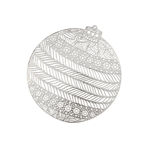 Bordbrikke julekule sølv diameter 38 cm - Lindas Dekor Bordbrikke