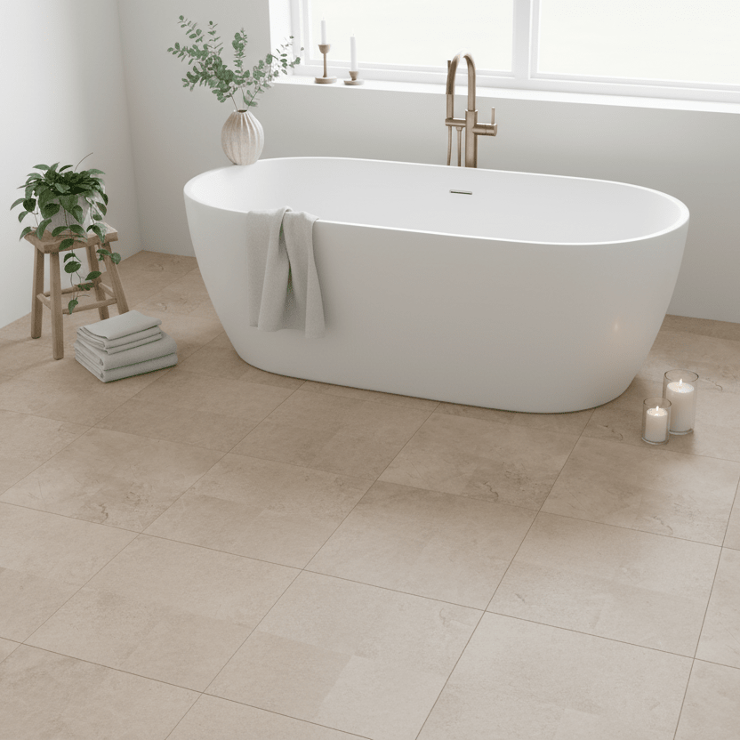 8 - pk Amsterdam beige betonglook selvklebende fliser 40 x 40 cm - Lindas Dekor