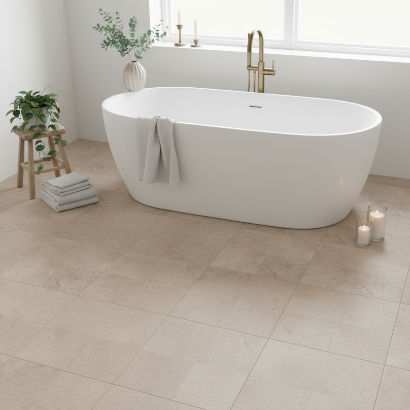 8 - pk Amsterdam beige betonglook selvklebende fliser 40 x 40 cm - Lindas Dekor