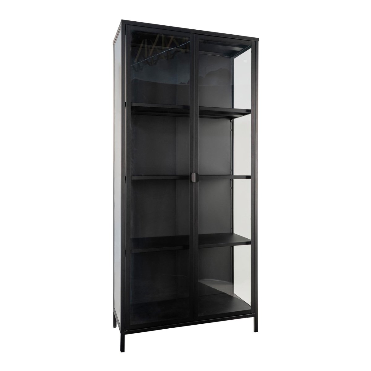 Brisbane vitrineskap 2 glassdører sort stål 80x35x175 cm - bilde 2