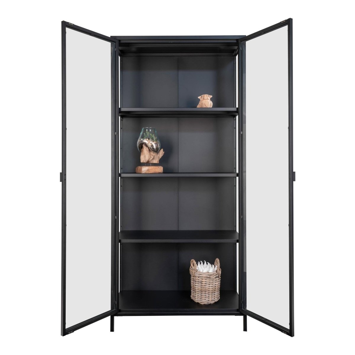 Brisbane vitrineskap 2 glassdører sort stål 80x35x175 cm - bilde 6