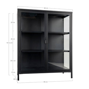 Brisbane vitrineskap 2 glassdører sort stål 80x40x101 cm - bilde 7