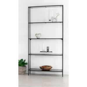 Vita bokhylle 5 hyller sort 80 x 36 x 170 cm