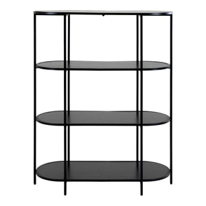 Vita oval bokhylle 4 hyller sort 85x36x111 cm