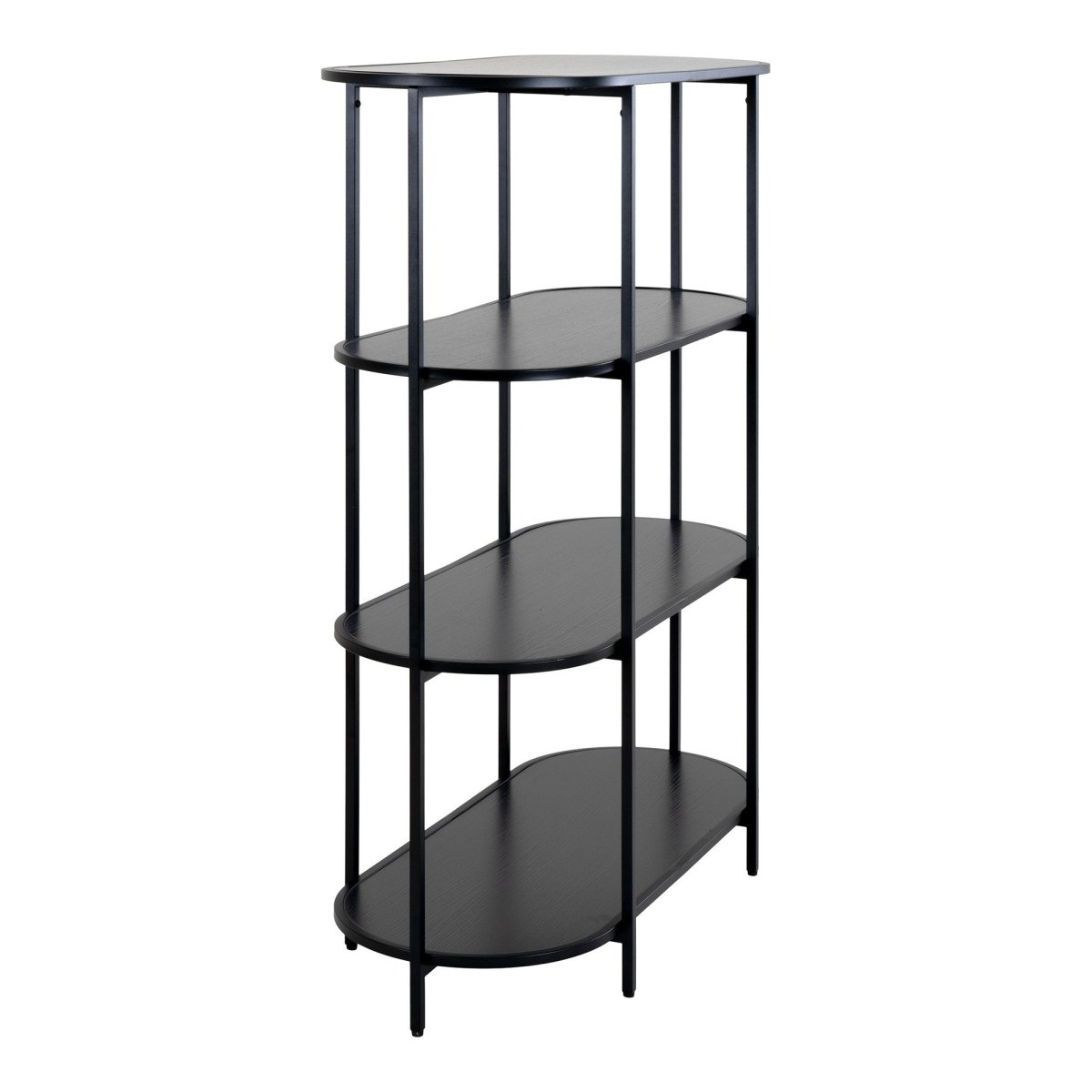 Vita oval bokhylle 4 hyller sort 85x36x111 cm