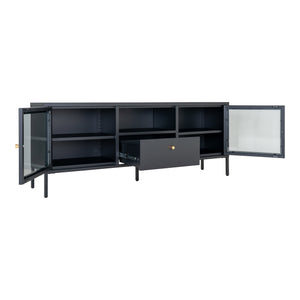 TV-benk 150x35x60 cm i sort stål – Dalby fra House Nordic