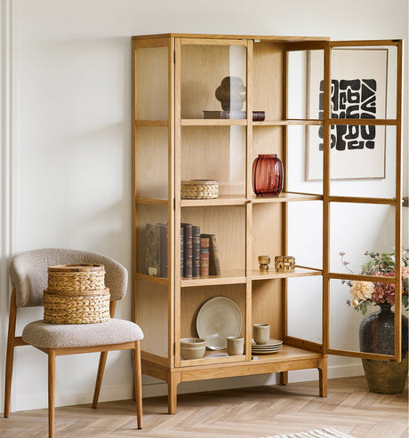Zamora vitrineskap 2 glassdører eik natur 90x40x180 cm - bilde 7