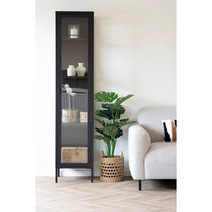 Brisbane smalt vitrineskap 1 glassdør sort stål 40x35x180 cm - bilde 5