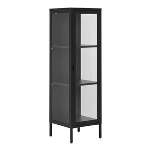 Brisbane smalt vitrineskap 1 glassdør sort stål 40x35x140 cm - bilde 2