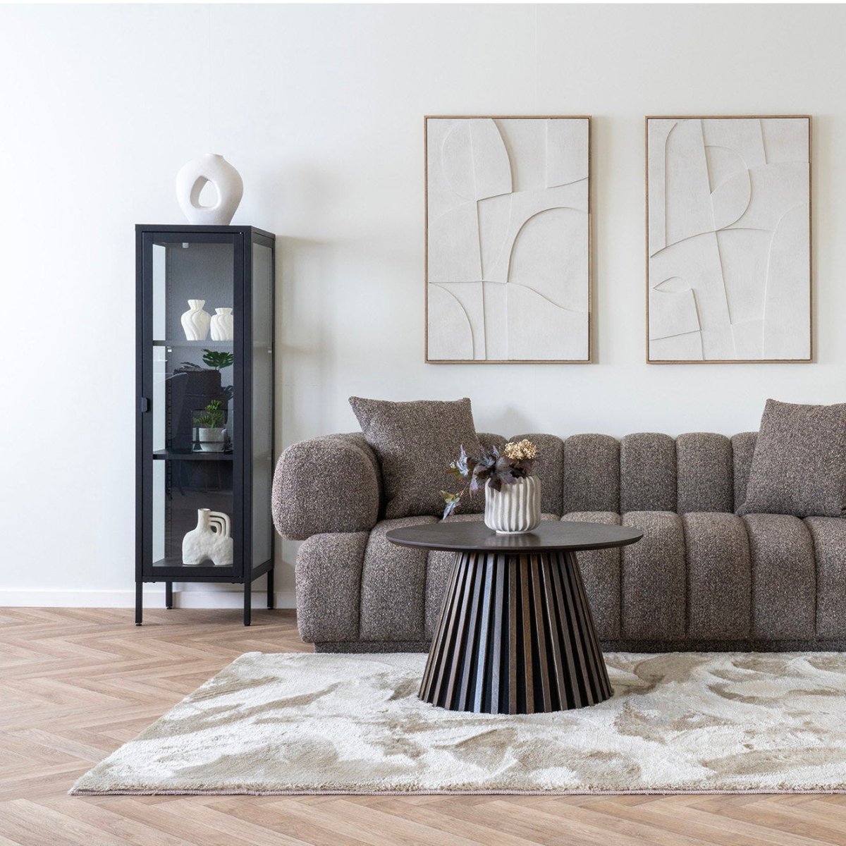 Brisbane smalt vitrineskap 1 glassdør sort stål 40x35x140 cm - bilde 6