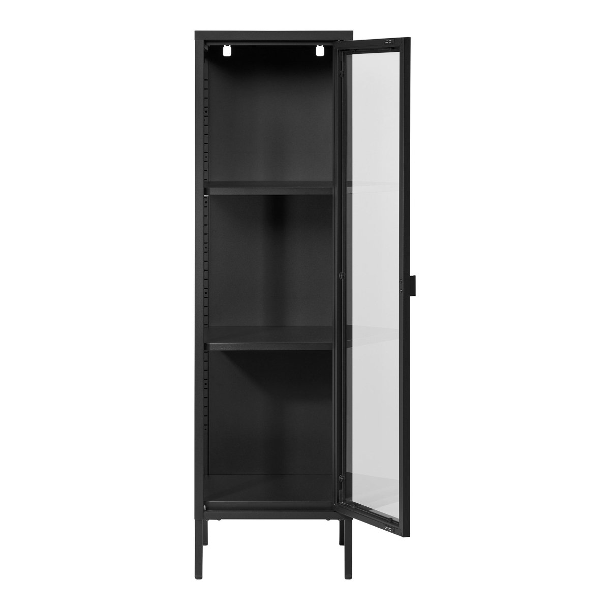 Brisbane smalt vitrineskap 1 glassdør sort stål 40x35x140 cm - bilde 3