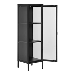 Brisbane smalt vitrineskap 1 glassdør sort stål 40x35x140 cm - bilde 4