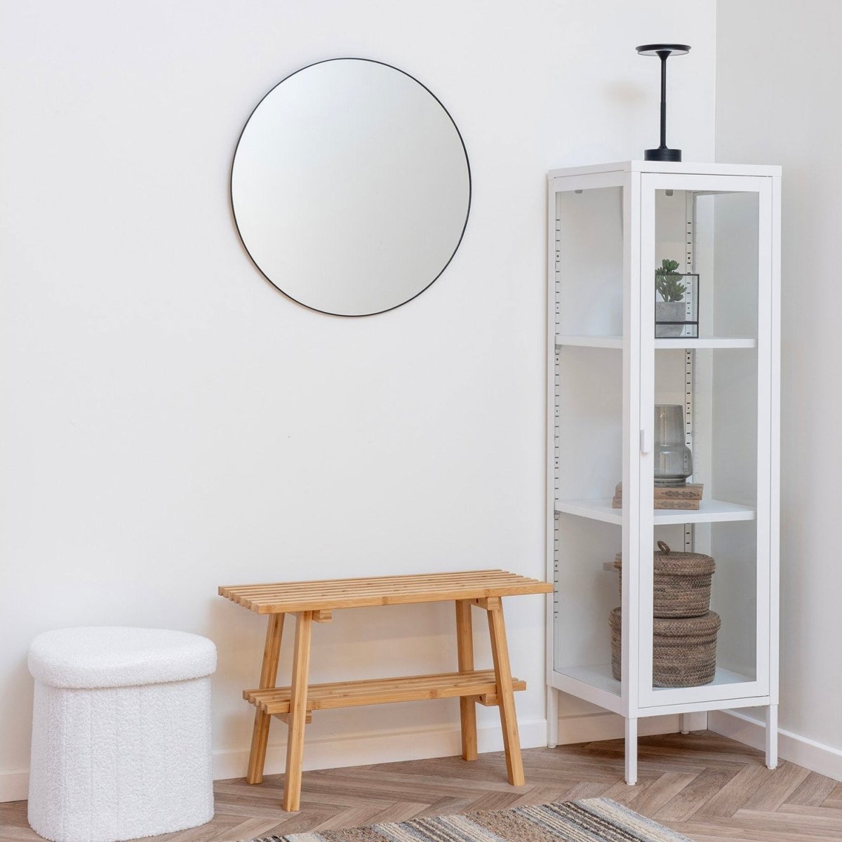 Brisbane smalt vitrineskap 1 glassdør hvit stål 40x35x140 cm - bilde 6