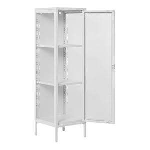 Brisbane smalt vitrineskap 1 glassdør hvit stål 40x35x140 cm - bilde 4
