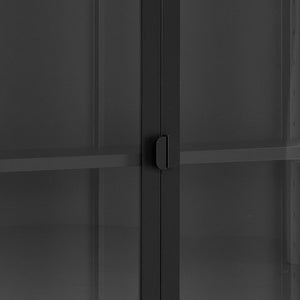 Brisbane vegghengt vitrineskap 2 glassdører sort stål 80x18x80 cm - bilde 2