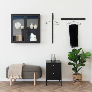 Brisbane vegghengt vitrineskap 2 glassdører sort stål 80x18x80 cm - bilde 6
