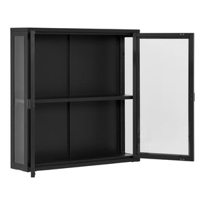 Brisbane vegghengt vitrineskap 2 glassdører sort stål 80x18x80 cm - bilde 4