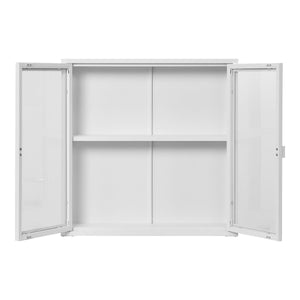 Brisbane vegghengt vitrineskap 2 glassdører hvit stål 80x18x80 cm - bilde 3