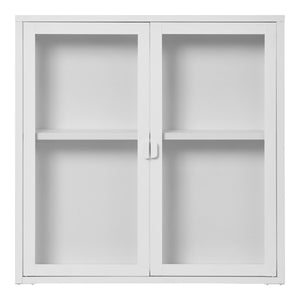 Brisbane vegghengt vitrineskap 2 glassdører hvit stål 80x18x80 cm