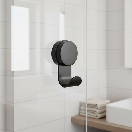 Zone Denmark krok i sort montert på glassvegg