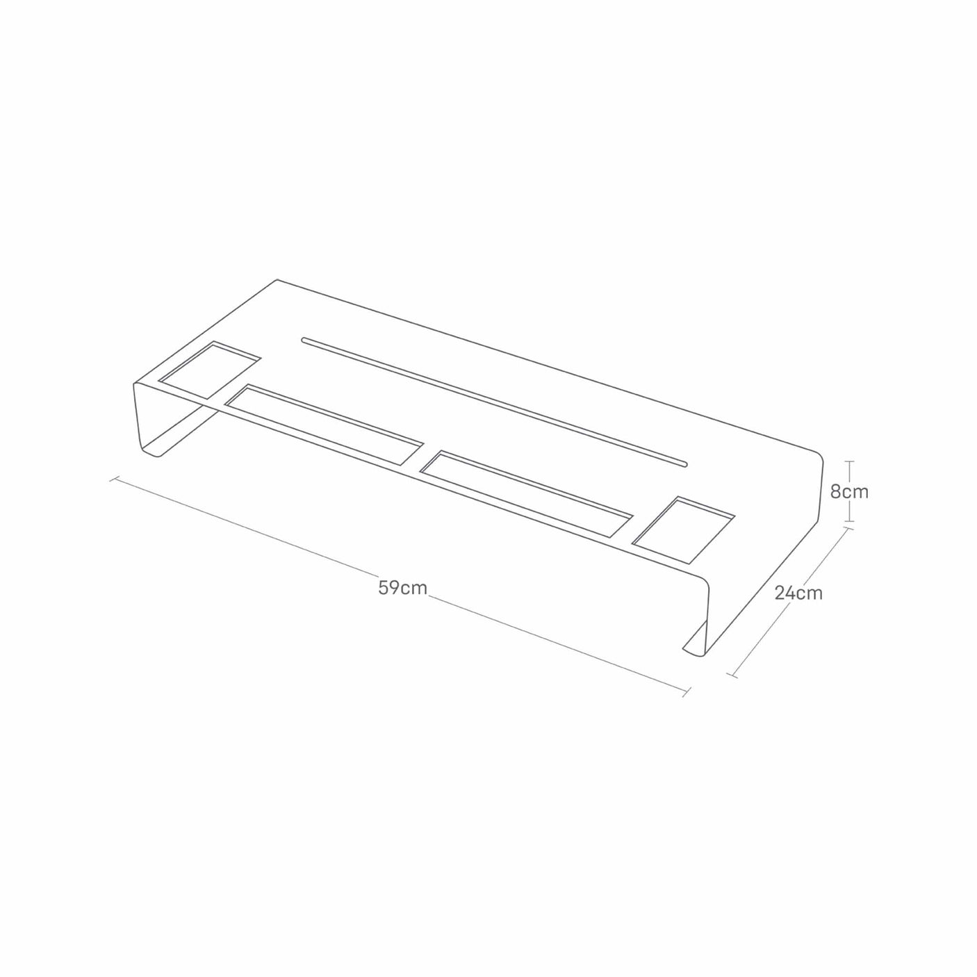 Detaljbilde av dimensjoner på skjermstativ