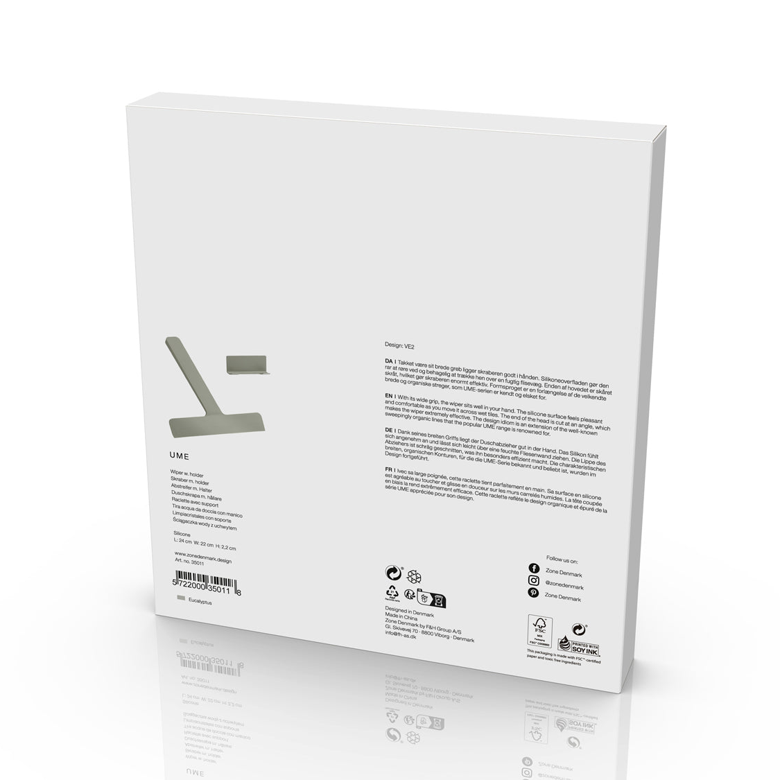 Dusjskrape med holder for oppheng i dusj