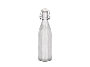 Patentflaska Funktion i speglat klart glas med vit porslinslock och stål lås