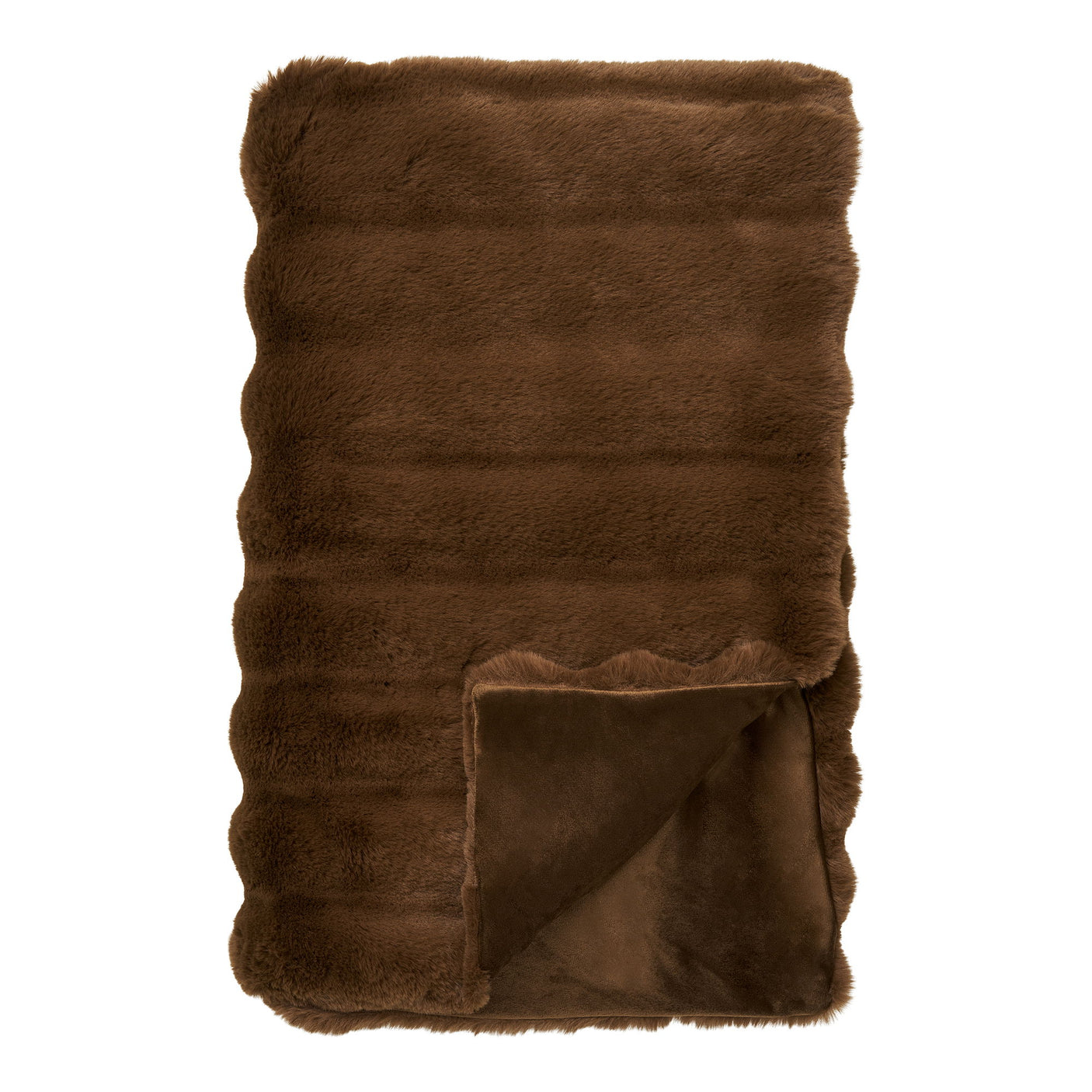 Galena pledd i brun kunstpels 130×180 cm – produktbilde