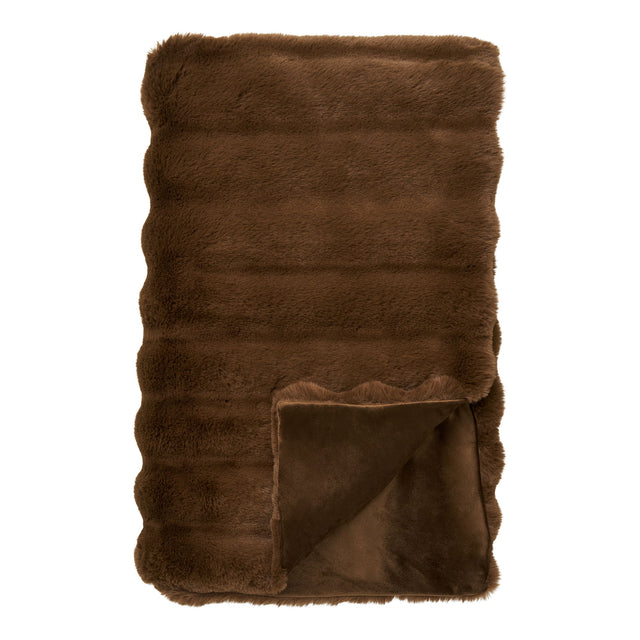 Galena pledd i brun kunstpels 130×180 cm – produktbilde