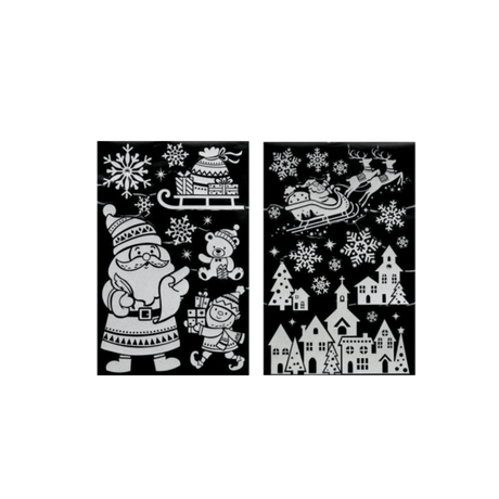 Julestickers julenisse og vinterby 2 design, 50 x 32 cm - Lindas Dekor Wallstickers