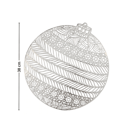 Bordbrikke julekule sølv diameter 38 cm - Lindas Dekor Bordbrikke