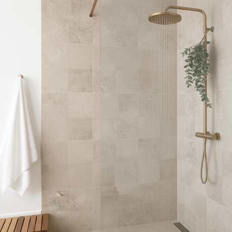 8 - pk Amsterdam beige betonglook selvklebende fliser 40 x 40 cm - Lindas Dekor