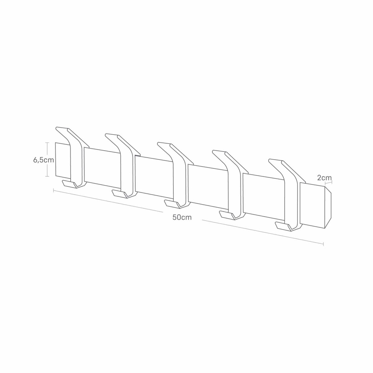 Veggmontert knaggrekke beige 50 x 10 cm - Lindas Dekor