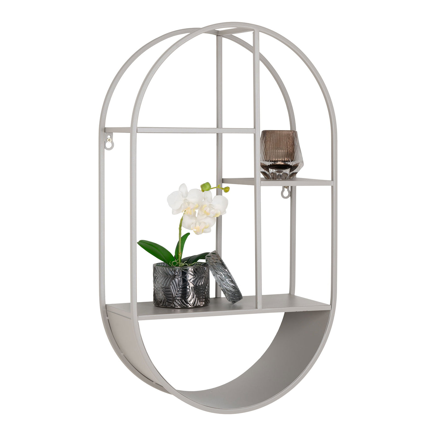 Feira vegghylle oval stål kjølig grå 35 x 15 x 60 cm