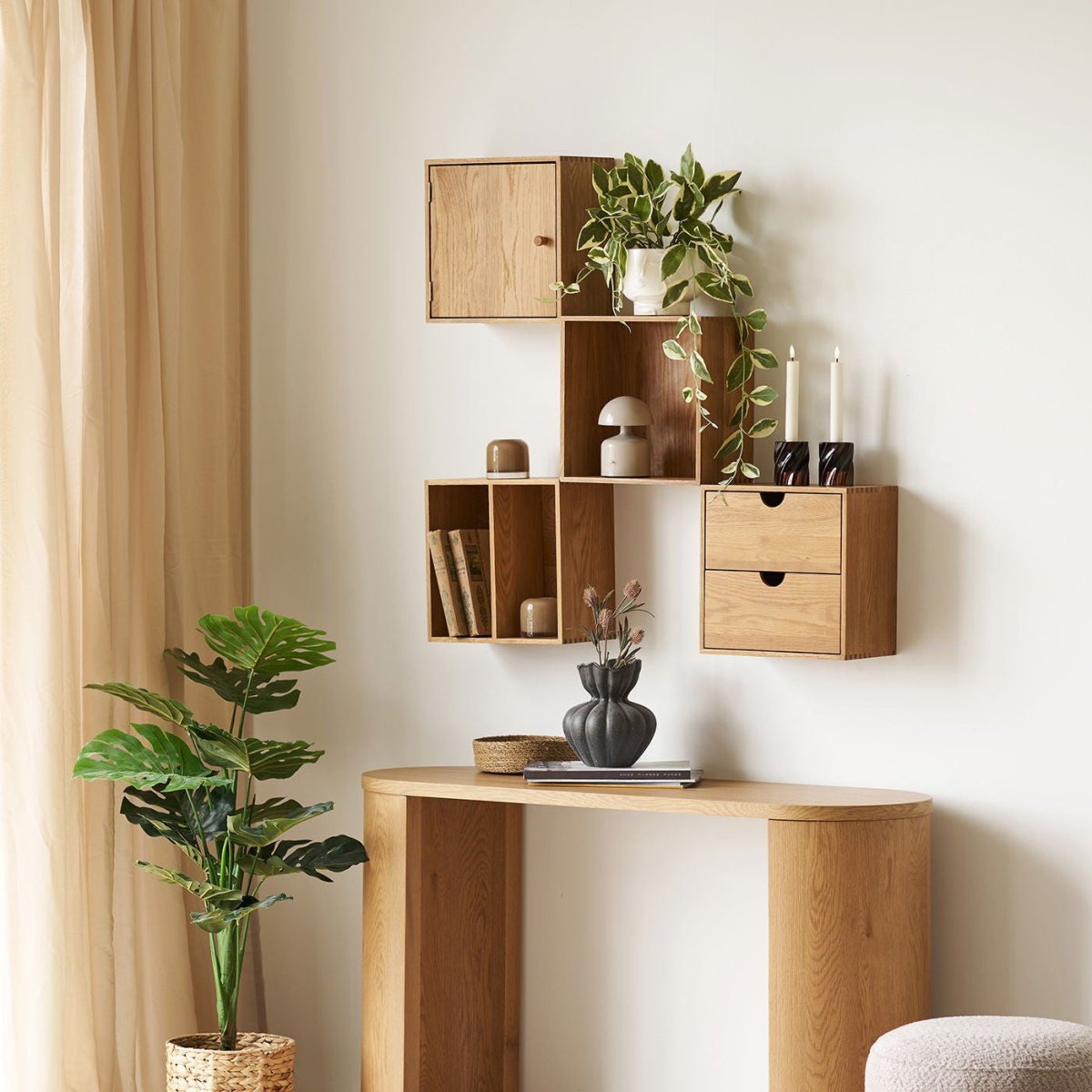 Townsville vegghylle eik 18 x 30 x 30 cm - Lindas Dekor