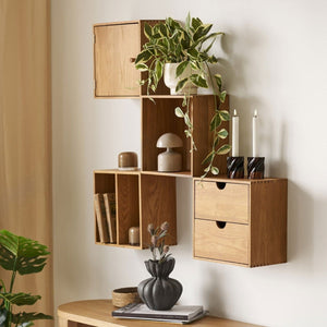 Townsville vegghylle med vertikale rom eik 18 x 30 x 30 cm - Lindas Dekor