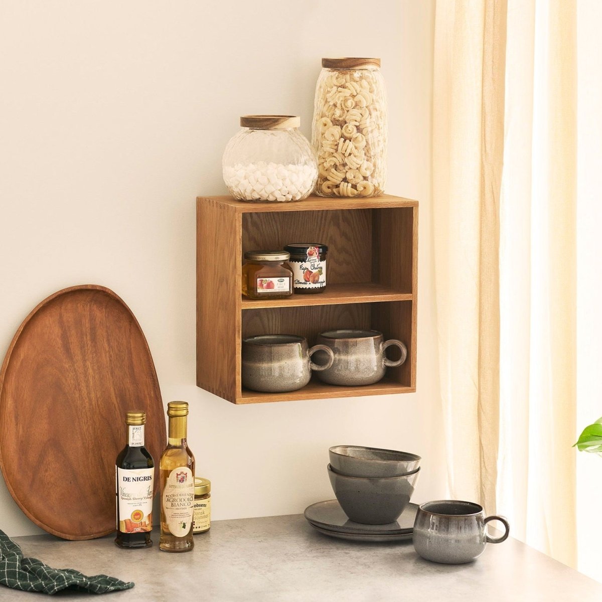 Townsville vegghylle med vertikale rom eik 18 x 30 x 30 cm - Lindas Dekor