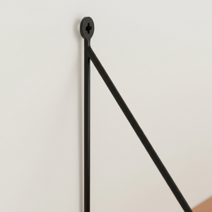 Askefiner hylle med sort metallramme