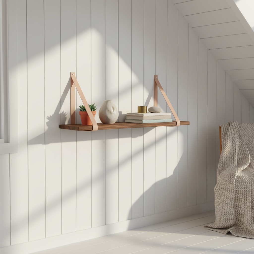 Forno hylle natur brune skinnstropper 80 x 20 cm