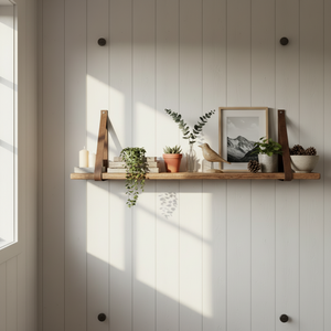 Forno hylle natur brune skinnstropper 120 x 20 cm