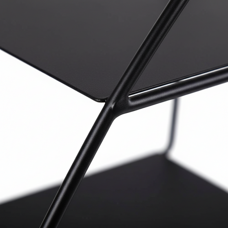 Rund vegghylle 47 cm diameter i sort metall sett forfra