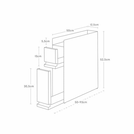 Skyvbar krydderhylle hvit magnetisk 50 x 52,5 cm - Lindas Dekor