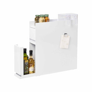 Skyvbar krydderhylle hvit magnetisk 50 x 52,5 cm - Lindas Dekor