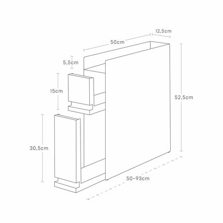 Skyvbar krydderhylle sort magnetisk 50 x 52,5 cm - Lindas Dekor