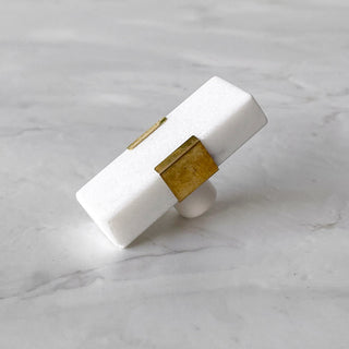T-bar håndtak hvit og gull marmor 2-pk